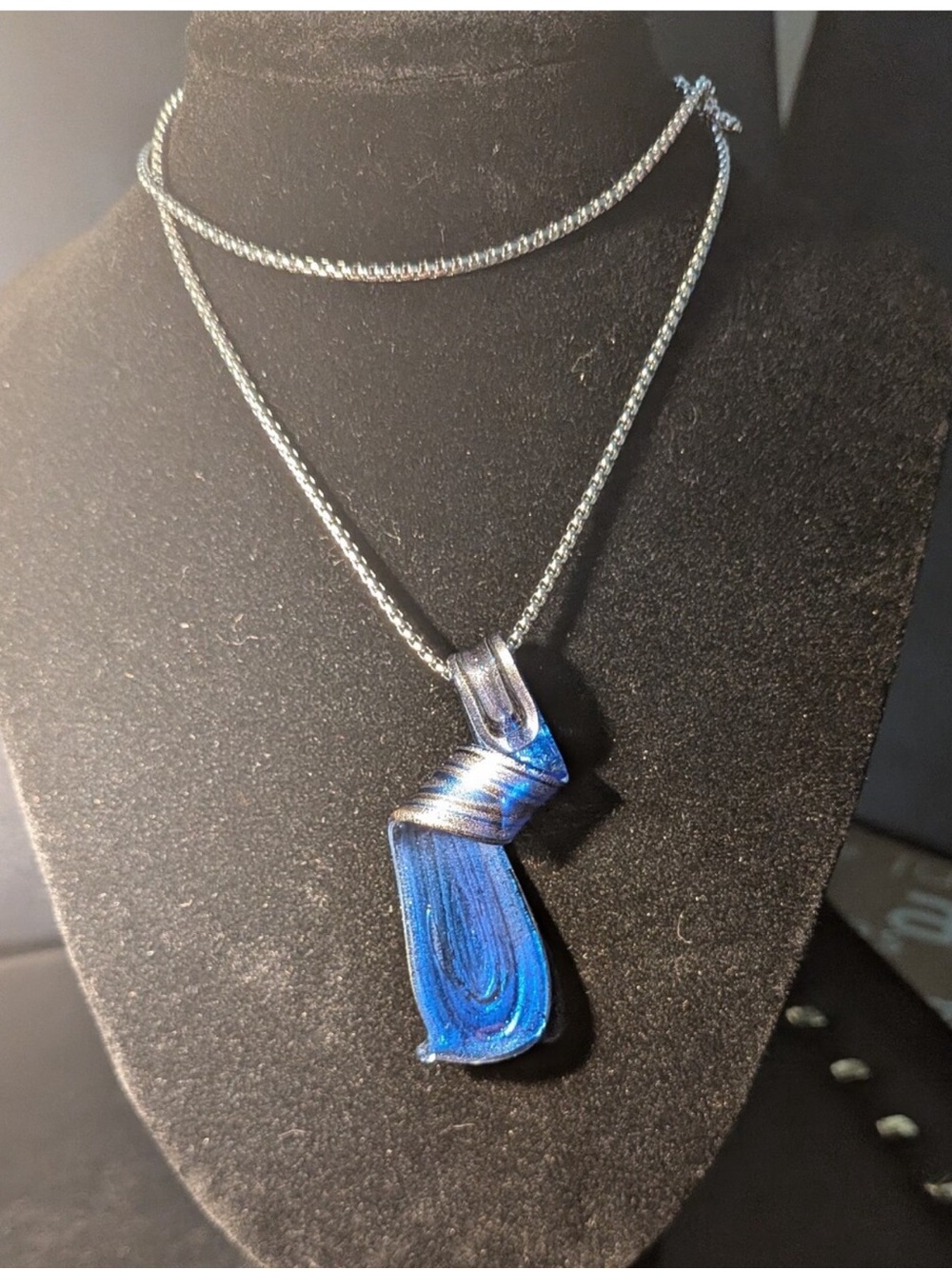 Handmade Blue Glass Pendant Necklace - Women Jewelry